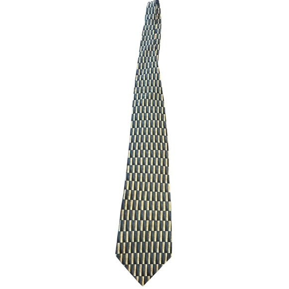 Oscar De La Renta Neckwear Men Silk Tie Brown Gray with Print 3.75" x 59" - Picture 2 of 5
